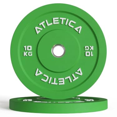 Atletica Color Bumper Plates Paar | Farbige Vollgummi-Ummantelung, Geräusch- und stoßdämpfend, Ø 50 mm Edelstahlring, Robust & langlebig