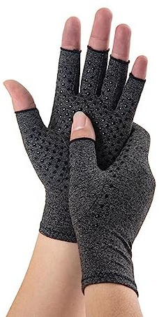 Novetec Arthritis Handschuhe Fingerlos Kompressionshandschuhe Damen Herren mit Klebepunkt Antirutsch Handgelenkunterstützung Rheumatoide Arthritis Osteoarthritis Raynaud Tippen Fahren Arbeit