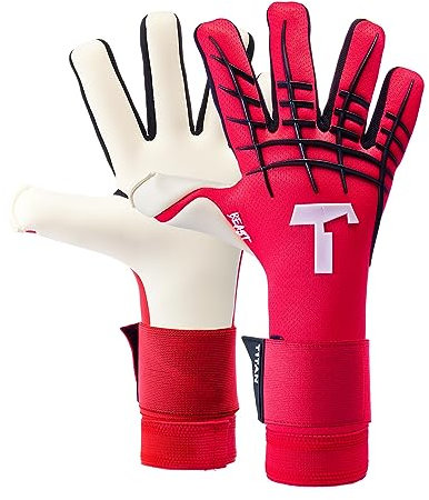 T1TAN Red Beast 3.0 - Torwarthandschuhe ohne Fingerschutz - Fußballhandschuhe für Jugendliche & Erwachsene, Unisex - Negative Cut und 4mm Gecko Grip - Gr. 8