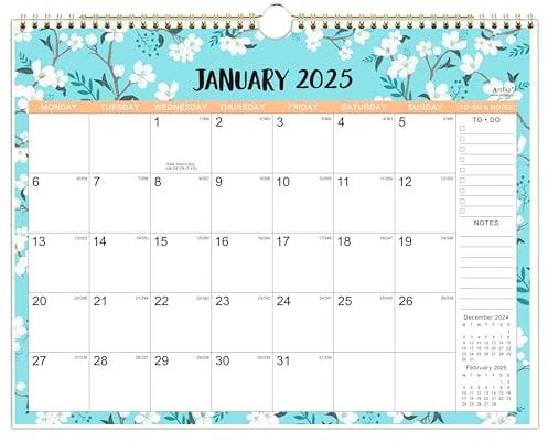 Calendar 2025-2026 - Wall Calendar 2025-2026 with Thick Paper, 2025-2026 Calendar, 37 x 29 cm, July 2025 - December 2026, Twin-Wire Binding Hanging Hook Large Mixed Color Ruled Blocks