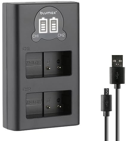 Blumax DMW-BLC12e Mini Dual LCD Charger Compatible with Panasonic Lumix DC FZ1000 G91 DMC GX8 G70 G81 G7 G6 G5 FZ2000 FZ1000 FZ200 FZ300