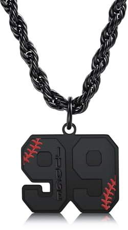 MeMeDIY Personalisierte Edelstahl Graviert Sport Zahl Mit Name Anhänger Baseball Rugby Athleten Glück Zahl Halskette Charme Geschenk Für Herren Freund (B3)