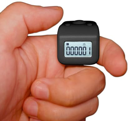 Arvakr Rechargeable Finger Counter, IPX8 Waterproof Lap Counter, Silent 6 Channels Digital Tasbih Tally Clicker with LED for Prayer Swimming Knitting Gift, Black