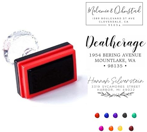 hadefa Selbstfärbender runder Stempel mit Logo, selbstfärbender Gummistempel, 9 Farben, kann QR-Code hochladen (quadratischer Stempel)