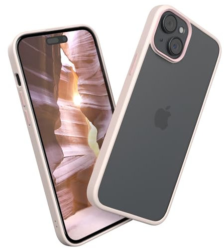 EAZY CASE - Outdoor Case compatibile con iPhone 15 Plus cover protettiva opaca con protezione dagli urti, finitura morbida al tatto, protezione della fotocamera - Rosa antico