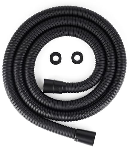 Hibbent Tuyau de douche 16 mm (extérieur)/10 mm (intérieur) à grand alésage de 1,5 m – Tuyau de douche super faible pression d'eau avec noir, universel, anti-torsion et anti-fuite