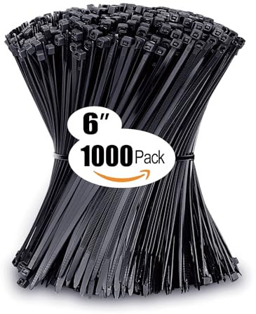 15,2 cm Kabelbinder mit Zugfestigkeit von 25 kg, schwarze Kabelbinder, 1000 Stück ANOSON