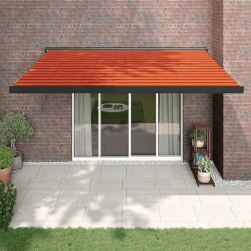 Mengtu Tenda da sole retrattile con braccio snodato, tenda da sole per balcone, terrazza, montaggio a parete, tenda parasole per arancio e marrone, 4 x 3 m, tessuto e mobili da giardino in alluminio