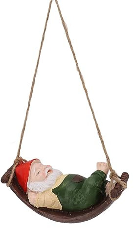 Zwerg-Schaukel-Skulptur aus Kunstharz, Dekorative Gartenzwerg-Statue für den Außenbereich, Ornament mit Bindfaden für die Dekoration zu Hause, auf der Terrasse, auf Dem Rasen,