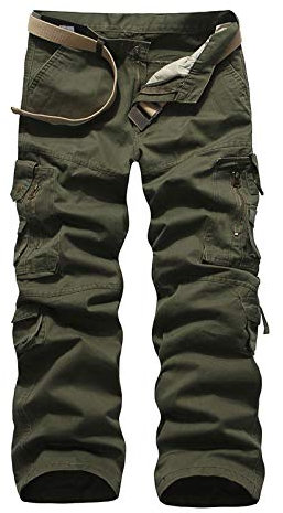 Generisch Männer Arbeitshose Camouflage Plus Outdoor Baumwolle Casual Arbeitskleidung Hosen Schwergewicht Cargo Militär Baggy Camo Taschen Wandern (Army Green,28)