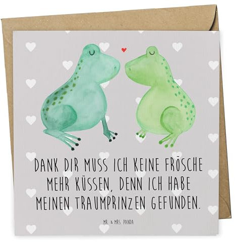Mr. & Mrs. Panda Grußkarte Frosch Liebe - Geschenk, Frösche, Glückwunschkarte, faltkarte, anlasskarte, doppelkarte, Klappkarte, Freundin, Froschkönig