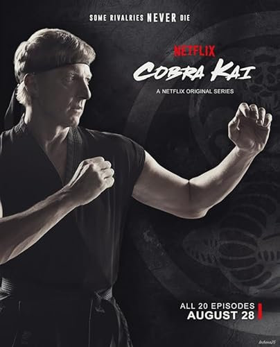 Kinoposter „Cobra Kai“,1 Poster, Größe A4, Wandkunst, Heimdekoration, Retro-Filmposter, Vintage, Kult, klassisch, Nostalgie, Saga, moderner Nachdruck, randlos, 80er, 90er, 70er, 60er, 40er, 30er