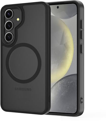 AOMYKE für Samsung Galaxy S24 Hülle Magnetisch, Handyhülle für Samsung Galaxy S24 kompatibel mit Magsafe Transluzente Matte Anti-Fingerabdruck Kratzfeste PC Rückseite + TPU Bumper - Schwarz