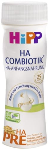 HiPP PRE HA Combiotik trinkfertig (6 x 200ml), Anfangsmilch für sensible Immunsysteme (hydrolysiert), von Geburt an, mit GOS, enthält nur Lactose als Kohlenhydrat