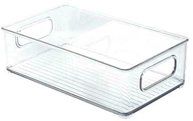 New Refrigerator Organizer Bin Stackable Fridge Food Storage Box With Handle Clear Plastic Pantry Food Freezer Organizer Tool(Triple grid)