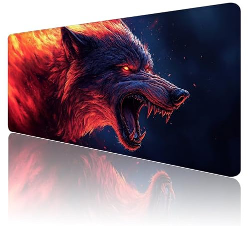 Tapis de Souris Animal Tapis de Souris Gamer XXL 1200x600x3mm ImperméAble Et AntidéRapant Mousepad Bords Cousus Une éTendu SousMains Tapis Souris Loup pour Gamer, Pc et DéCoration de Bureau X40