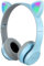 QCXWCJWD Auriculares Bluetooth para NiñOs con MicróFono, Auriculares Bluetooth Niña, Auriculares InaláMbricos con Oreja de Gato, Auriculares Plegables para Niños para la Escuela, Viajes (Azul Blanco)