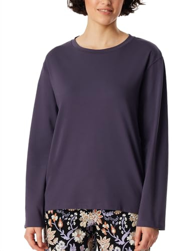 Schiesser Damen Schlafshirt Langarm Baumwolle-Mix + Relax Pyjamaoberteil, Indigo_182103, 40