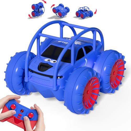 zingzoom Direct Charging Remote Control Cars, 2.4Ghz Amphibious 360° Flip Rc Stunt Car, All Terrain 4WD Child's Toy Vehicle with LED Light, Car Games Age 3-12 Boys Girls Kids Birthday Gifts Presents