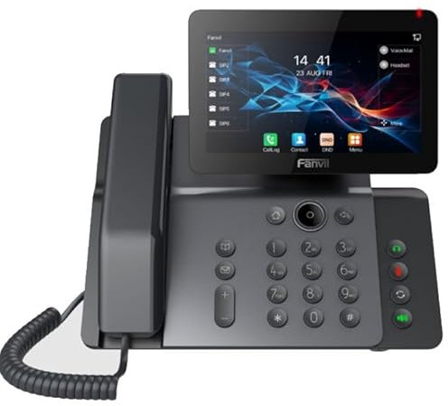 Fanvil V66 IP-Telefon für Unternehmen, 7 Zoll (17,8 cm) Display, neigbar, Bluetooth und WiFi6, 116 Tasten