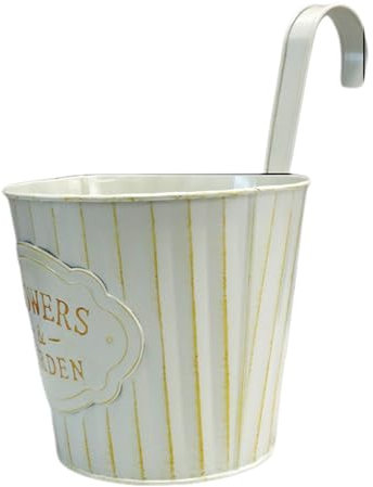 Ailan Hängender Blumentopf für Geländer, dekorativer Metalleimer Pflanztopf für Terrassenbalkon, Pflanzgefäße für Geländer, Pflanzgefäße aus Eisenzäunen, D