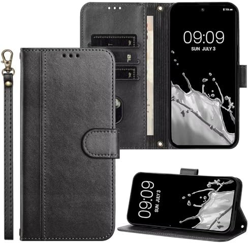 SEHEYA Handyhülle für Vivo Y72 5G / Y52 5G Hülle PU Leder Handy Klapphülle Vintage Stil Design Stoßfest Flip Case Brieftasche Schutzhülle Cover, Schwarz