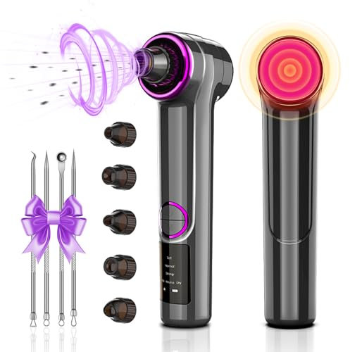 BENTFINE Succionador de Puntos Negros, 2 en 1 Eliminador de Espinillas Electrico, Limpiador de Poros con Modo Calefacción, Aspirador Puntos Negros Extractor de Puntos Negros (Gris)