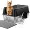 Marchul Lettiera Per Gatti in Acciaio Inox XL - Lettiera Gatto Grande Aperta 60x40x31cm, Toilette Per Gatto con Paletta, per Gatti di Grandi Dimensioni, Antiaderente, Antiodore, Facile da Pulire