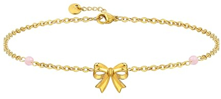 Elegance 11 designs Gold Schleife Armbänder für Frauen Trend, dünnes zierliches Gold süßes Charm Armband wasserdichtes Edelstahl Sommer Schmuck Geschenk für Frauen