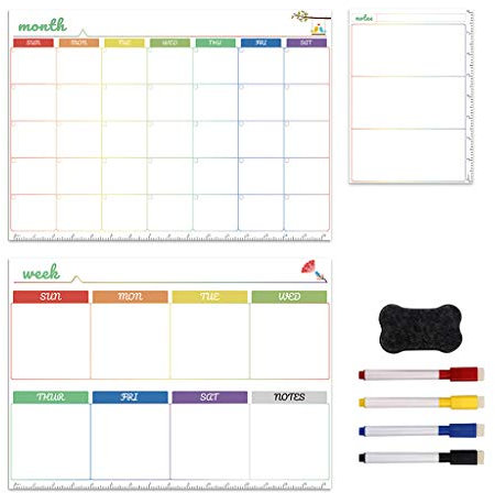 Daily Weekly Monthly Planner Calendar Fridge Magnet Drawing Pen Erase