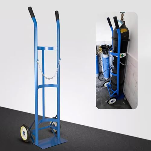 WEKONUMEX Steel Gas Cylinder Storage Rack, Steel Cylinder Holder with 2 Wheels for 40/50L Oxygen Tank Blue