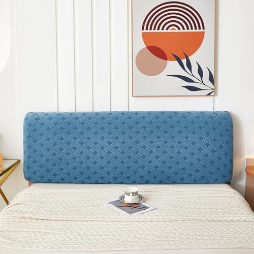 JANMEYO Headboard Cover Solid Elastic Headboard Wrap All-Inclusive Headboard Dust Cover Headboard Slipcover Modern Universal Headboard Protector Cover Bedroom Decoration-Blue||220cm