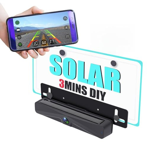 Solar Kabellose Rückfahrkamera, 5000 mAh Akku wiederaufladbare Rückfahrkamera, 3 Minuten DIY-Installation, wasserdichte 1080P-Rückfahrkamera, APP Überwachung für LKW, Wohnmobil, Anhänger, Pkw