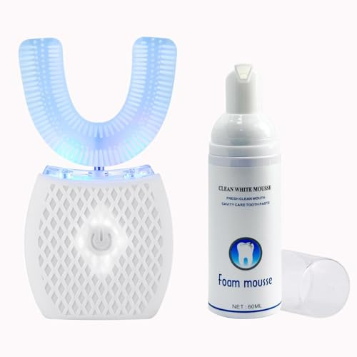 Ultraschall automatische Zahnbürste, Ultraschall elektrische Zahnbürste für Erwachsene, 360° elektrische Schallzahnbürste mit automatischem Timer (Weiß)