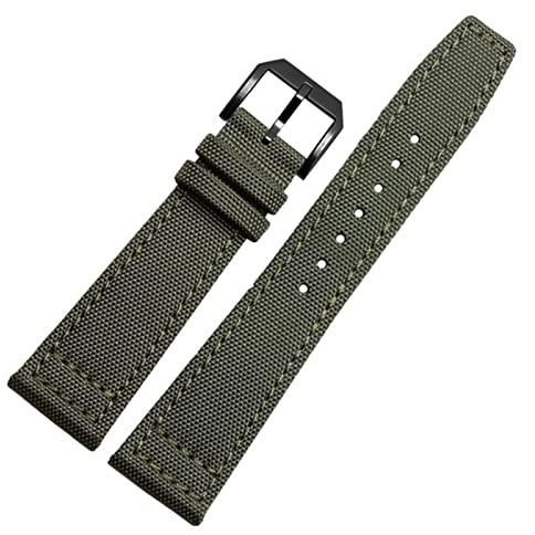 für IWC Pilot Spitfire Timezone TopGun-Armband, grüne Schwarze Gürtel, Armbanduhrenarmbänder, 20 mm, 21 mm, 22 mm, Nylon-Canvas-Stoff-Uhrenarmband (Farbe: Pin Black Silver, Größe: 22 mm)