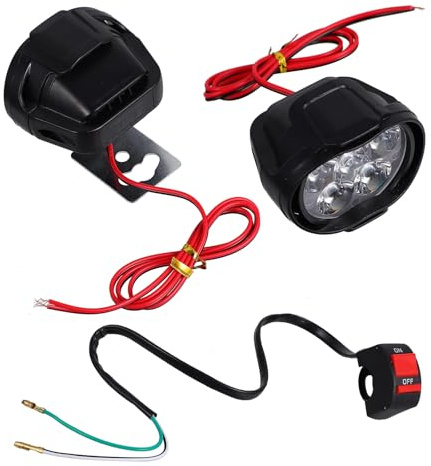 MUSISALY LED Phare Moto Étanche Haute Puissance avec Interrupteur Lampe Frontale LED Anti-poussière Éclairage Extérieur pour Moto Économie D Énergie et Refroidissement Silencieux