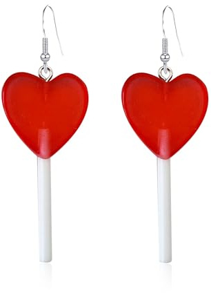 Valentinstag Herz Lutscher Ohrringe, 1 Paar Herzbonbons Hängende Ohrringe, Lollies Ohrhänger, Jewelry, Mode Schmuck, Geschenk für Damen Freundin Mädchen 80er 90er Jahre Hochzeit Kostümparty
