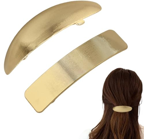 JYXNU 2 Stück Französische Haarspangen, Damen Haarspange, Flache Spangen Ovale Haarspange Gold Haarclip,Gold Dutt Haarspange Metall Haarhalter Clips Dekorativer Haarschmuck für Frauen und Mädchen