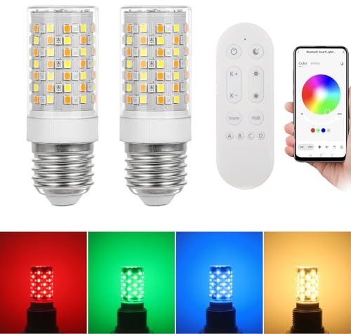 I-SHUNFA E27 RGB LED intelligente Bluetooth Lampen 7W 750LM, AC 230V | Helligkeit & Farbtemperatur einstellbar,16 Millionen DIY-Farben, mehrfarbige Beleuchtung dimmbar (3 Pack With Fernbedienung)