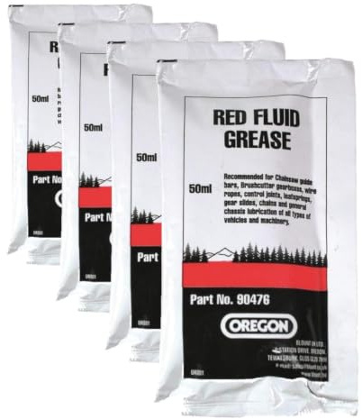 Oregon 90476 Red Fluid Grease 50 ML Sachet for Lubricating Chainsaw Bar Nose Sprockets (Pack of 4)