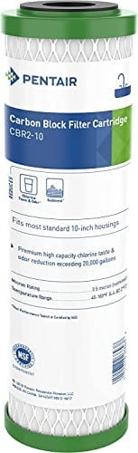 PENTAIR - Cartuccia a carbone attivo - CBR2-10 - Filtro acqua potabile - Riduce cloro e sedimenti - 9-3/4 x 2-7/8, 0.5 micron