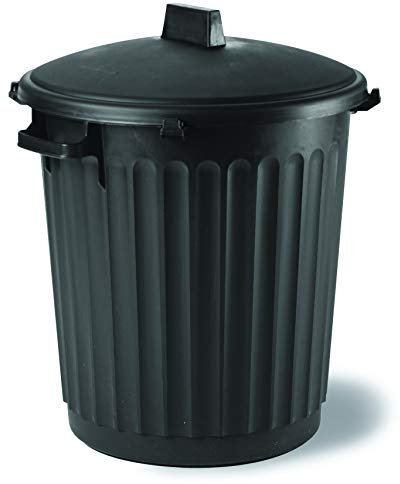 EDA - Poubelle d'Extérieur Eco 80 L - Couvercle avec Verrouillage Rotatif - Poignées Latérales - Ø 51 x H65 cm - Noire