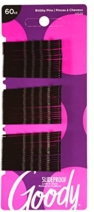 Goody Styling Essentials Bobby Pins, Black, 2 Inches, 60 Count (Pack of 6)