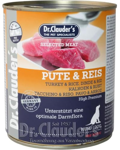 Dr. Clauders Selected Meat Pute & Reis | 6X 800g Hundefutter nass