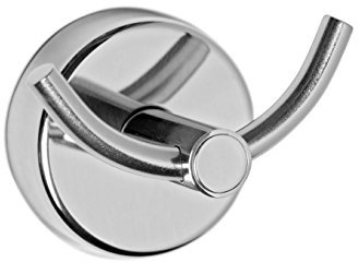 Kapitan Bathroom Double Towel Hook, Self Adhesive or Screws Wall Mounted, Stainless Steel Towel Holder, Polished Finish, Made in EU, 20 Years Warranty