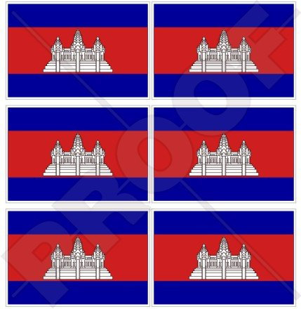 Vinyl-Mini-Aufkleber, Kambodscha-Flagge, Srok Khmer, Kampuchea, 40 mm, 6 Stück