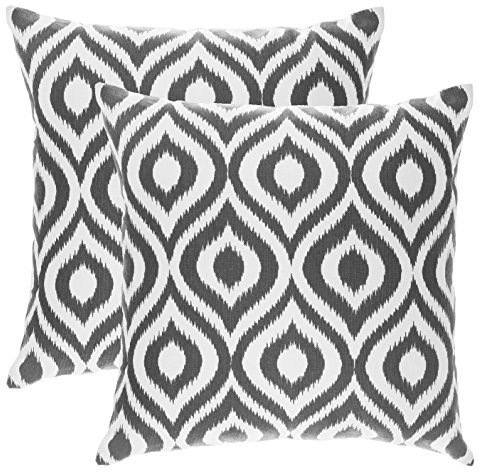 TreeWool Dekorativer Kissenbezug (55 x 55 cm, Graphit) Ikat Ogee Design 100% Baumwolle (2er Pack)