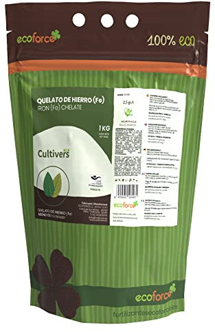 CULTIVERS Iron Chelate Organic Fertilizer 1 Kg. Greening antichlorosis. Essential Nutrient for Plants (6% Fe-EDDHA and another 4.8%). Force Fe