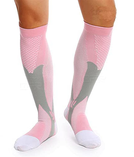 feifanshop Sport-Kompressionsstrümpfe Stützstrümpfe Reisestrümpfe Kniestrümpfe Trombosestruempfe Kompressionsstrümpfe Kompressionssocken Damen Herren Rosa EU 40-43