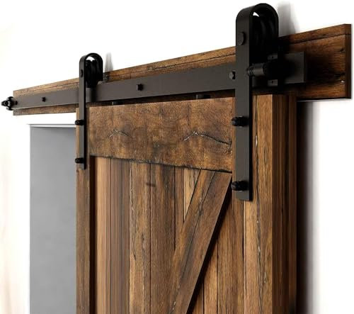 274cm-9FT Schiebetürbeschlag Set Schiebetürsystem Laufschiene Innentüren Trennwände Flaschenzug aus Karbonstahl, für Doppeltür